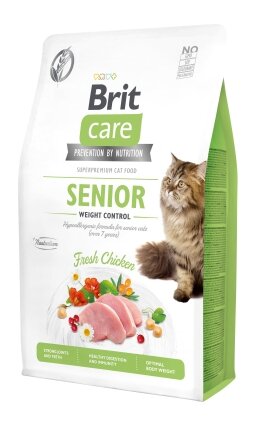 Сухий корм Brit Care Cat GF Senior Weight Control для котів похилого віку з надмірною вагою, курка, 2 кг