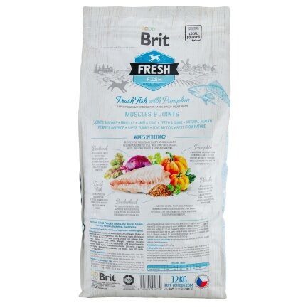 Сухий корм Brit Fresh для дорослих собак великих порід, для м&#039;язів та суглобів, з рибою та гарбузом, 12 кг — Фото 2