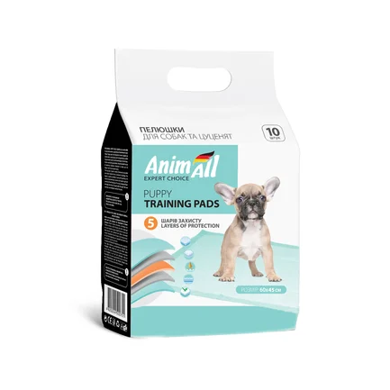 Пелюшки AnimAll Puppy Training Pads для собак та цуценят, 60×45 см, 10 штук