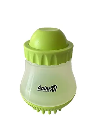 Масажна щітка AnimAll Groom для собак та котів, з дозатором, блакитна