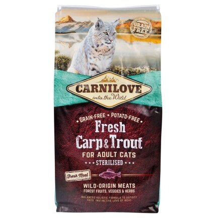 Сухий корм Carnilove Fresh Carp &amp; Trout для стерилізованих котів, риба, 6 кг — Фото 2