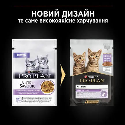 Вологий корм PRO PLAN Kitten Healthy Start для кошенят шматочки у підливці з індичкою 85 г: додаткове фото 11