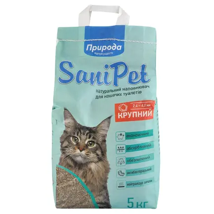 Наповнювач для котячого туалету Природа Sani Pet бентонітовий, велика гранула, 5 кг: додаткове фото 2