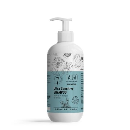 Шампунь для собак та котів з чутливою шкірою Tauro Pro Line Pure Nature Ultra Sensitive, 400 ml