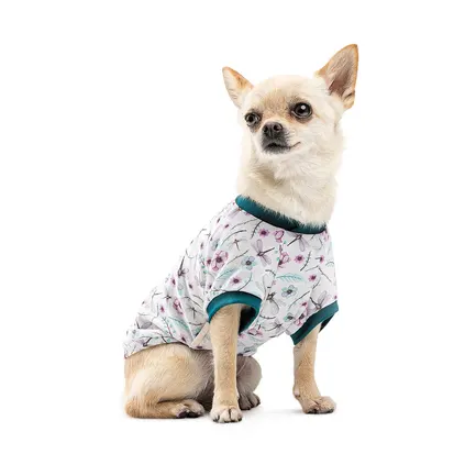 Футболка Pet Fashion Flora для собак бавовна трикотаж білий з квітковим принтом L: додаткове фото 2