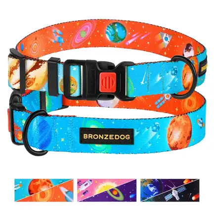 Нашийник для собак BronzeDog Urban Cosmos нейлоновий з пластиковою пряжкою Блакитний XL: додаткове фото 4