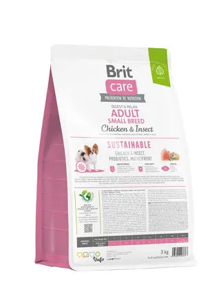 Сухий корм Brit Care Dog Sustainable Adult Small Breed для собак малих порід, з куркою та комахами, 3 кг: додаткове фото 3