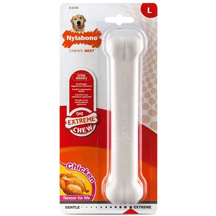 Nylabone Extreme Chew Bone НІЛАБОН БОУН жувальна іграшка кістка для собак, смак курки L, для собак до 23 кг