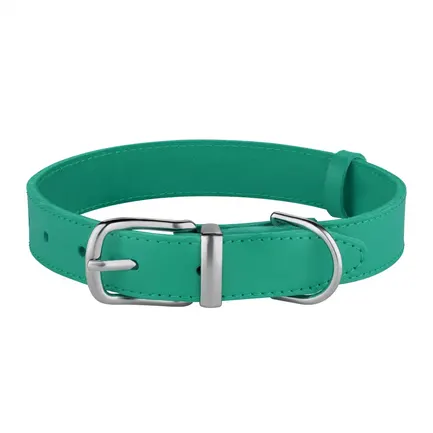 Нашийник для Собак Шкіряний BronzeDog Classic з Хромованою Фурнітурою Бірюзовий XS: додаткове фото 2