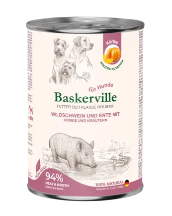 Baskerville HF Holistic Wildschwein und Ente Mit Kurbis. Кабан і качка з гарбузом для собак, 400 г