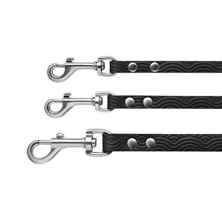 Повідець для Собак Шкіряний BronzeDog Classic з тисненням Чорний 2XS: додаткове фото 3