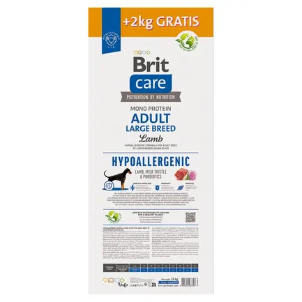 Корм Brit Care Dog Hypoallergenic Adult Large Breed для собак великих порід, гіпоалергенний з ягням, 12+2 кг: додаткове фото 3