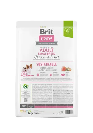 Сухий корм Brit Care Dog Sustainable Adult Small Breed для собак малих порід, з куркою та комахами, 3 кг: додаткове фото 4