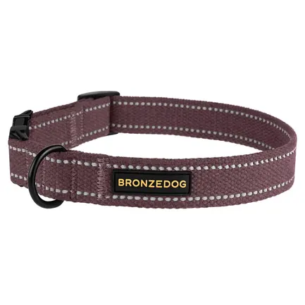 Нашийник для собак Bronzedog Сotton рефлекторний бавовняний брезент з металевою пряжкою черрі S: додаткове фото 2
