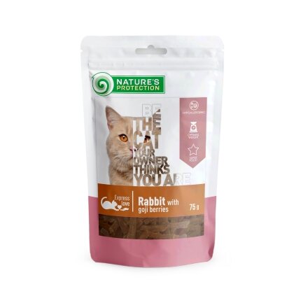 Ласощі для котів, снеки з кролика з ягодами годжі, Nature&#039;s Protection snack for cats with rabbit and goji berries, 75г