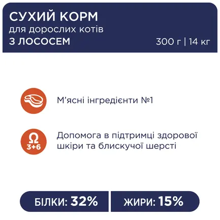 С4Р Преміум "З лососем". Сухий корм для дорослих котів 14,0 кг: додаткове фото 6