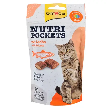 Ласощі GimCat для котів ГімКет Нутрі Покетс Лосось крекери з начинкою з омега 3 і 6, 60г