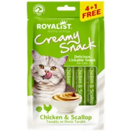 Кремові Ласощі Royalist Chicken & Scallop з курятиною та морським гребінцем 75г (5 x 15г)