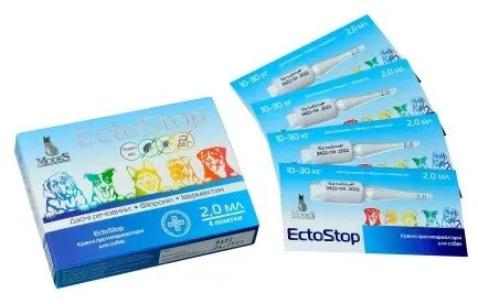 ЕктоСтоп (EctoStop) протипаразитарні краплі для собак 10-30кг, 2мл, MODES (від бліх, від кліщів, від гельмінтів), ціна за 1 піпетку
