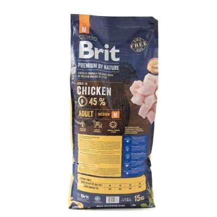 Сухий корм Brit Premium Dog Adult M для дорослих собак середніх порід, з куркою, 15 кг — Фото 2