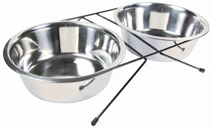 Миски Trixie для собак, на підставці, металеві, 24 см, 2х2.8 л