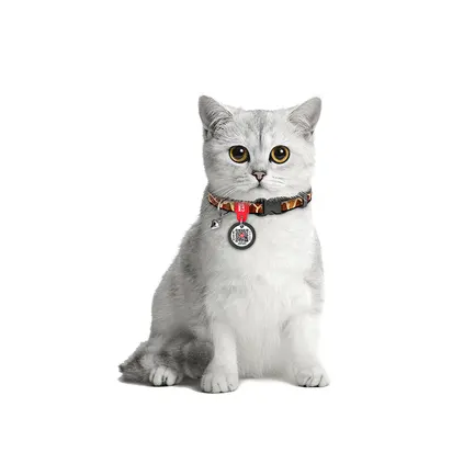 Нашийник для котів нейлоновий WAUCAT Nylon з QR паспортом, малюнок "Жираф", пластиковий фастекс, XS, Ш 10 мм, Дов 20-30 см: додаткове фото 2