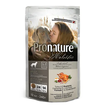 Pronature Holistic Dog Turkey&Cranberries ПРОНАТЮР ХОЛІСТИК ІНДИЧКА З ЖУРАВЛИНОЮ сухий холістик корм для собак 0,34 кг