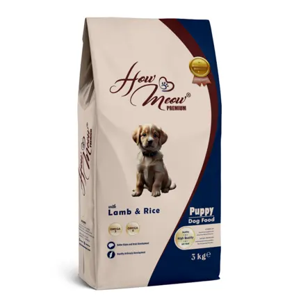 Повнораціонний корм для щенят How Meow Puppy з ягням та рисом 3кг