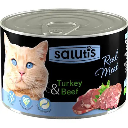 Salutis (Салютис) Real Meat Turkey Beef консерва для котів індичка і телятина, 190 г