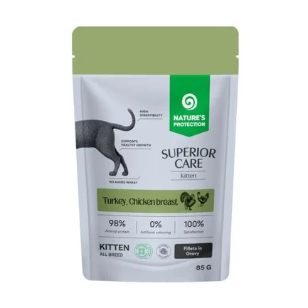 Nature's Protection Superior Care Kitten Grain Free with Turkey and Chicken Breast Вологий корм для кошенят з індичкою і куркою, 85 г