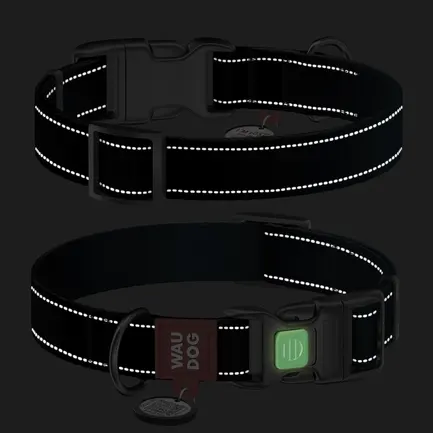 Нашийник для собак нейлоновий WAUDOG Nylon Mono з QR паспортом, світловідбивний, пластиковий фастекс, L, Ш 25 мм, Дов 33-49 см чорний: додаткове фото 5