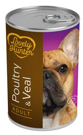 Вологий корм для дорослих собак з м&#039;ясом птиці і телятиною Lovely Hunter Adult Poultry and Veal 400 г