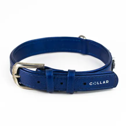 Нашийник "CoLLaR brilliance" подвійний з прикрасами "Квітка" (ширина 25мм, довжина 38-49см) синій