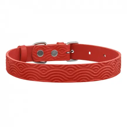 Нашийник для Собак Шкіряний BronzeDog Classic з тисненням Червоний S: додаткове фото 3