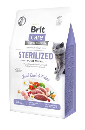 Сухий корм Brit Care Cat GF Sterilized Weight Control для стерилізованих котів з надмірною вагою, качка та індичка, 400 г