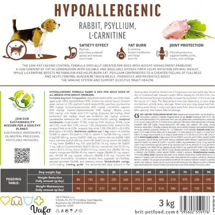 Сухий корм Brit Care Dog Hypoallergenic Weight Loss для собак із зайвою вагою, гіпоалергенний з кроликом, 1 кг: додаткове фото 6