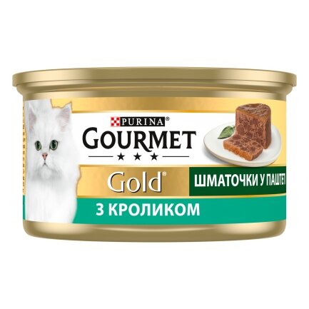 Вологий корм GOURMET Gold для дорослих котів шматочки у паштеті з кроликом 85 г — Фото 2