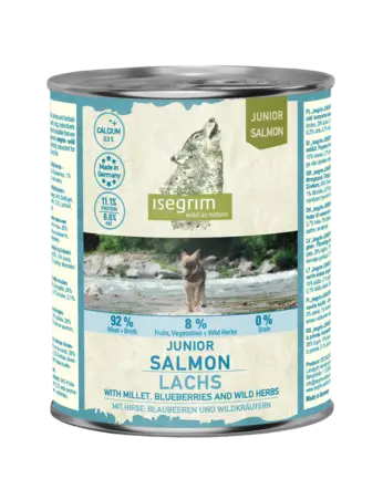 ISEGRIM Junior Salmon with Millet, Blueberries & Wild Herbs 400 г. Вологий корм для собак. Лосось з просом, чорницею