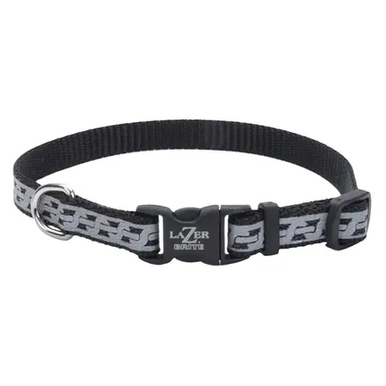 Coastal Lazer Brite Reflective Collar КОСТАЛ ЛАЗЕР БРАЙТ світловідбивний нашийник для собак, 1х20-30см Чорна ланка