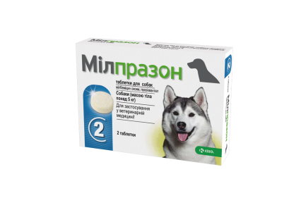 Таблетки KRKA Мілпразон від глистів для собак вагою більше 5 кг, 12.5 мг/125 мг, 2 таб