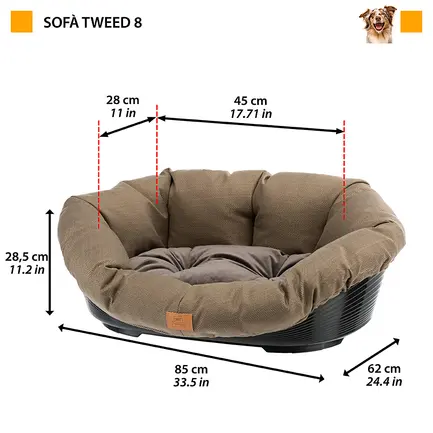 Ferplast SOFA' 8 TWEED BROWN Місце д/собаки пластик+чохол: додаткове фото 2