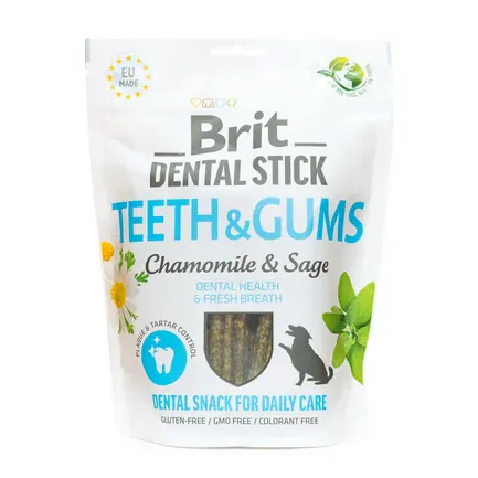 Ласощі для собак Brit Dental Stick Teeth & Gums здорові ясна та зуби, ромашка і шавлія, 7 шт, 251 г: додаткове фото 5