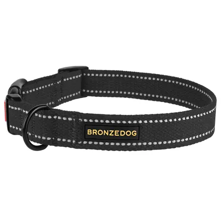 Нашийник для собак Bronzedog Сotton рефлекторний бавовняний брезент графіт S: додаткове фото 3