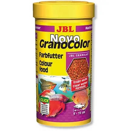 Корм JBL NovoGranoColor для яскравого фарбування середніх та великих акваріумних риб, без дозатора, 250 мл