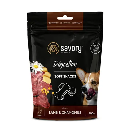 М'які ласощі Savory для покращення травлення собак, ягня та ромашка, 200 г