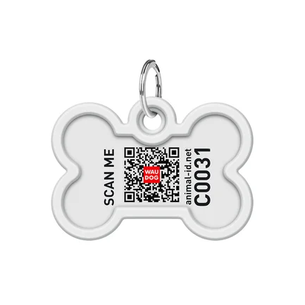Адресник для собак і котів металевий WAUDOG Smart ID з QR паспортом, малюнок "Конотопські магічні війська", кістка, Д 40 мм, Ш 28 мм: додаткове фото 3