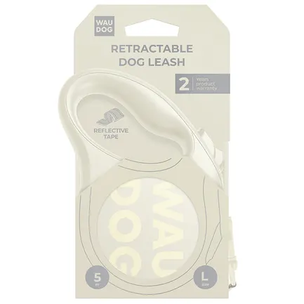 Повідець-рулетка для собак WAUDOG R-leash Monochrome White, L, до 50 кг, 5 м, світловідбивна стрічка, біла: додаткове фото 3