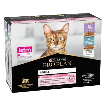 Вологий корм PRO PLAN Delicate Digestion для дорослих котів з чутливим травленням мультипак, шматочки у підливці: з індичкою 5х85г, з океанічною рибою 5х85г: додаткове фото 2