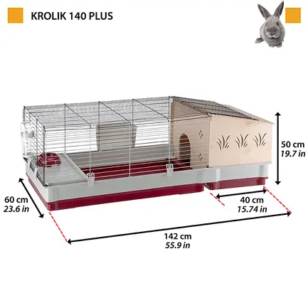 Ferplast CAGE KROLIK 140 PLUS Клітка для кролів з дерев будинком,пластик+метал: додаткове фото 2