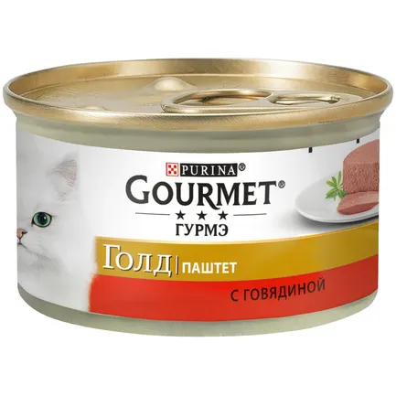 Вологий корм GOURMET Gold для дорослих котів паштет з яловичиною 85 г — Фото 1